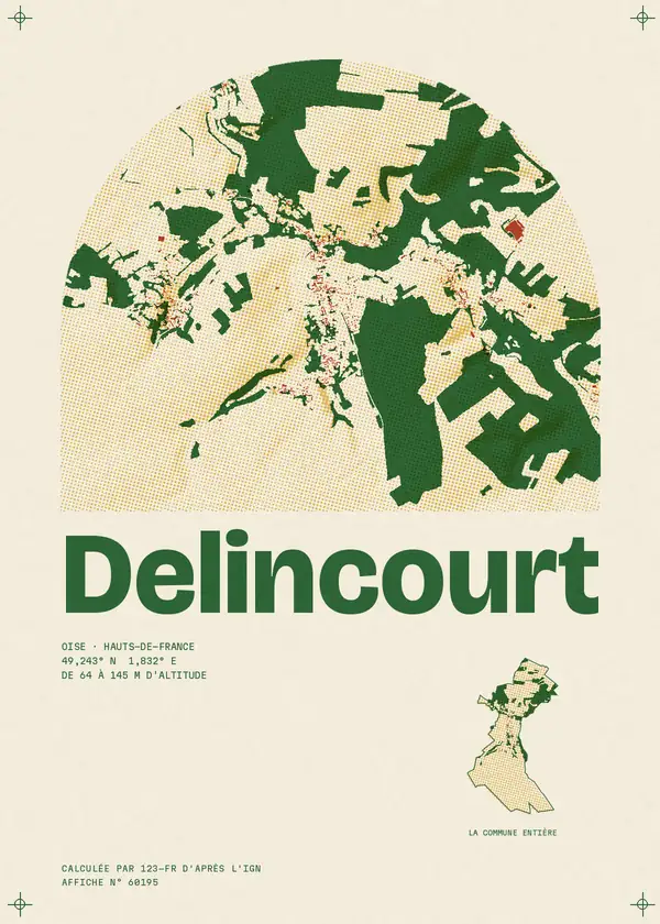 Affiche de Delincourt, calculée par 123-fr d'après l'IGN