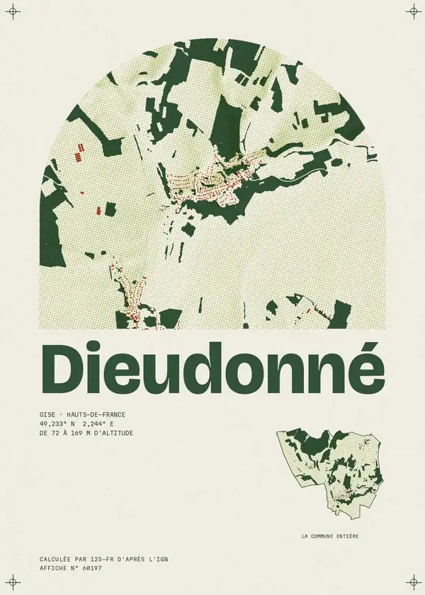 Affiche de Dieudonné, calculée par 123-fr d'après l'IGN