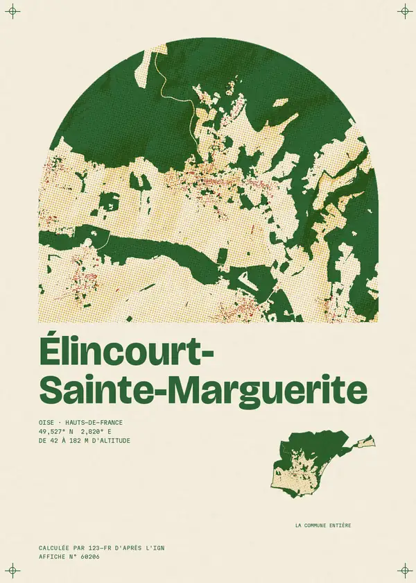 Affiche de Élincourt-Sainte-Marguerite, calculée par 123-fr d'après l'IGN