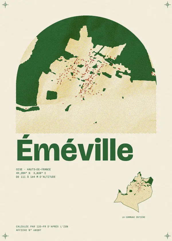 Affiche de Éméville, calculée par 123-fr d'après l'IGN