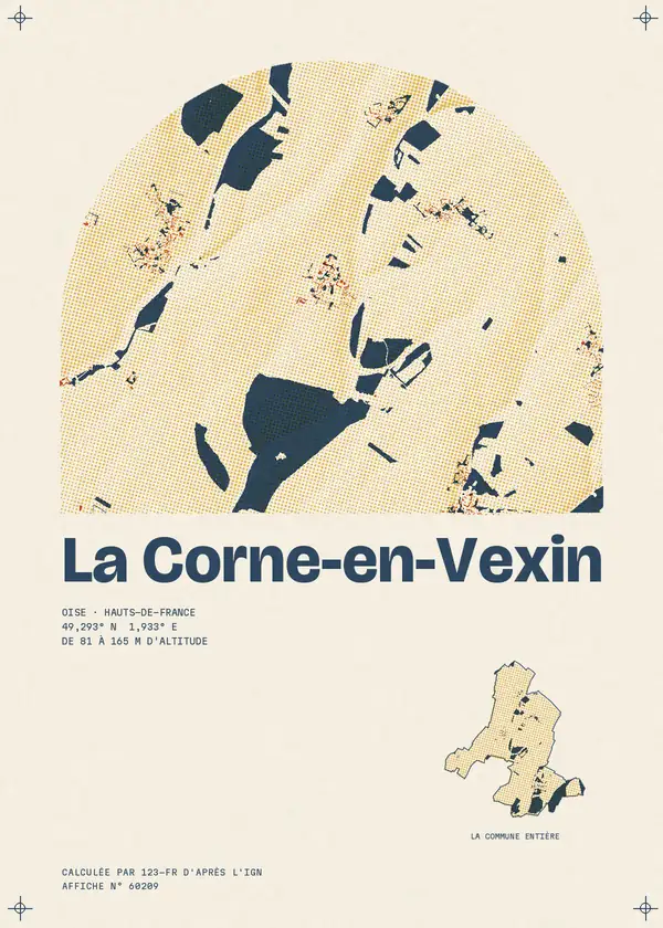 Affiche de La Corne-en-Vexin, calculée par 123-fr d'après l'IGN