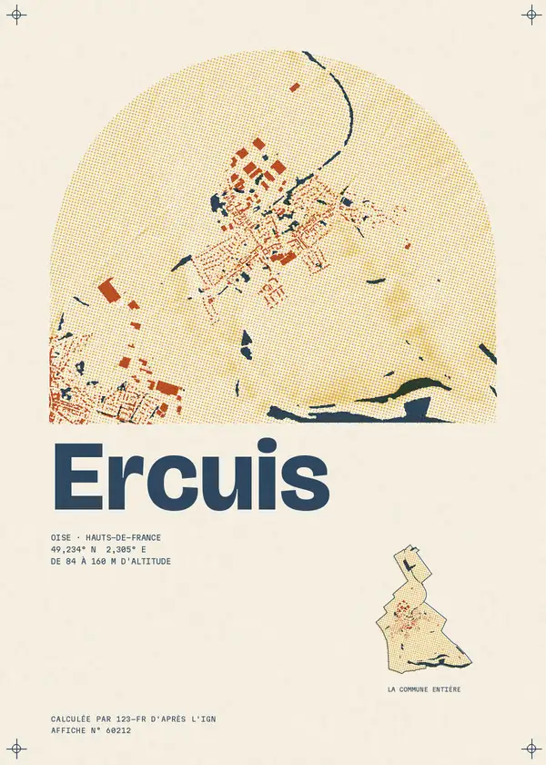 Affiche de Ercuis, calculée par 123-fr d'après l'IGN