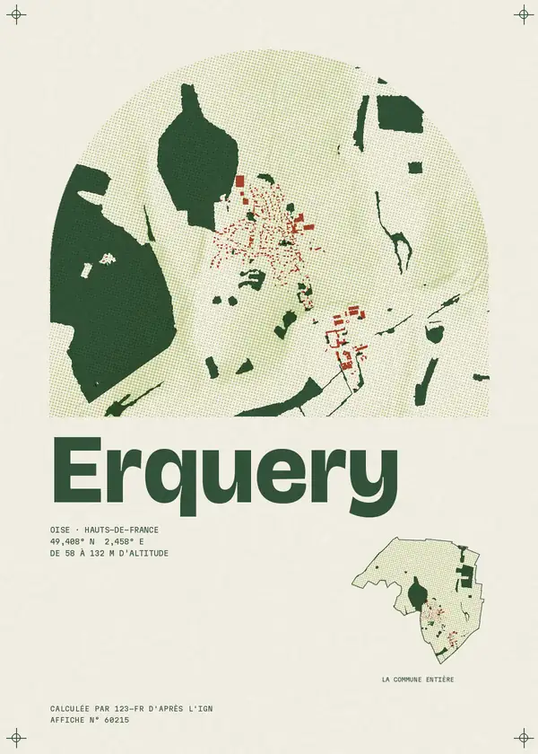 Affiche de Erquery, calculée par 123-fr d'après l'IGN