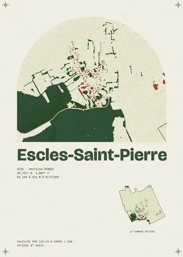 Affiche de Escles-Saint-Pierre, calculée par 123-fr d'après l'IGN