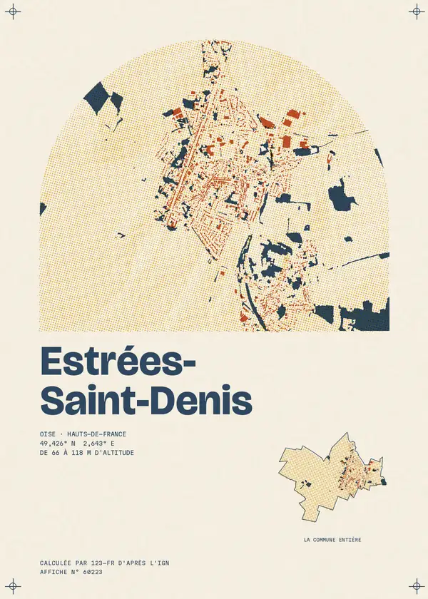 Affiche de Estrées-Saint-Denis, calculée par 123-fr d'après l'IGN