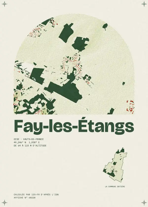 Affiche de Fay-les-Étangs, calculée par 123-fr d'après l'IGN
