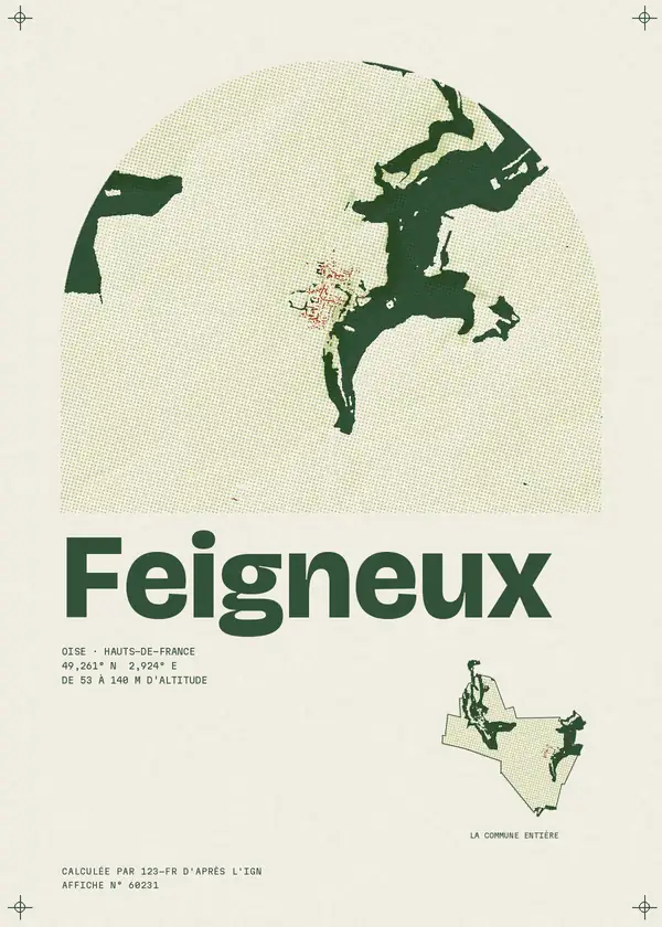 Affiche de Feigneux, calculée par 123-fr d'après l'IGN