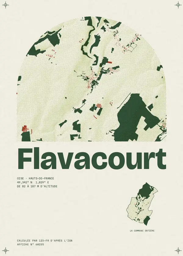 Affiche de Flavacourt, calculée par 123-fr d'après l'IGN