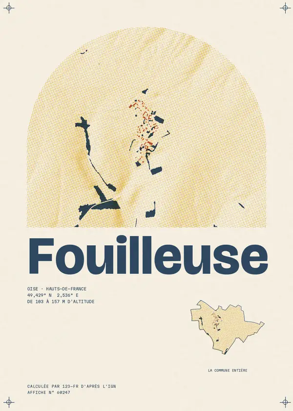 Affiche de Fouilleuse, calculée par 123-fr d'après l'IGN