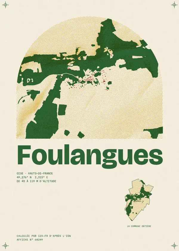 Affiche de Foulangues, calculée par 123-fr d'après l'IGN