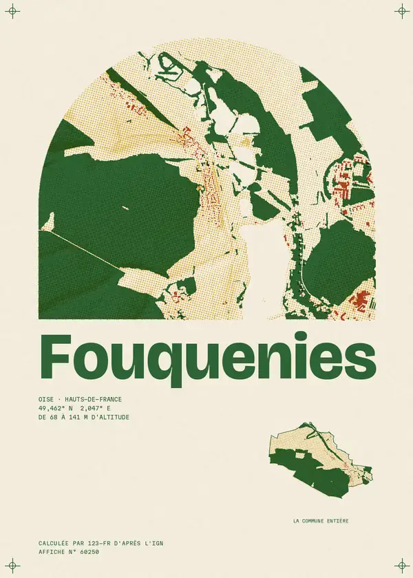 Affiche de Fouquenies, calculée par 123-fr d'après l'IGN
