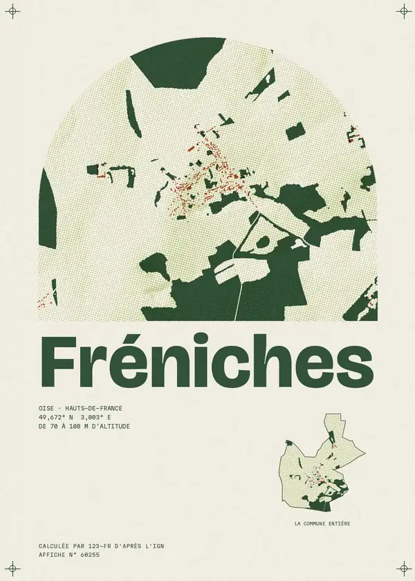 Affiche de Fréniches, calculée par 123-fr d'après l'IGN