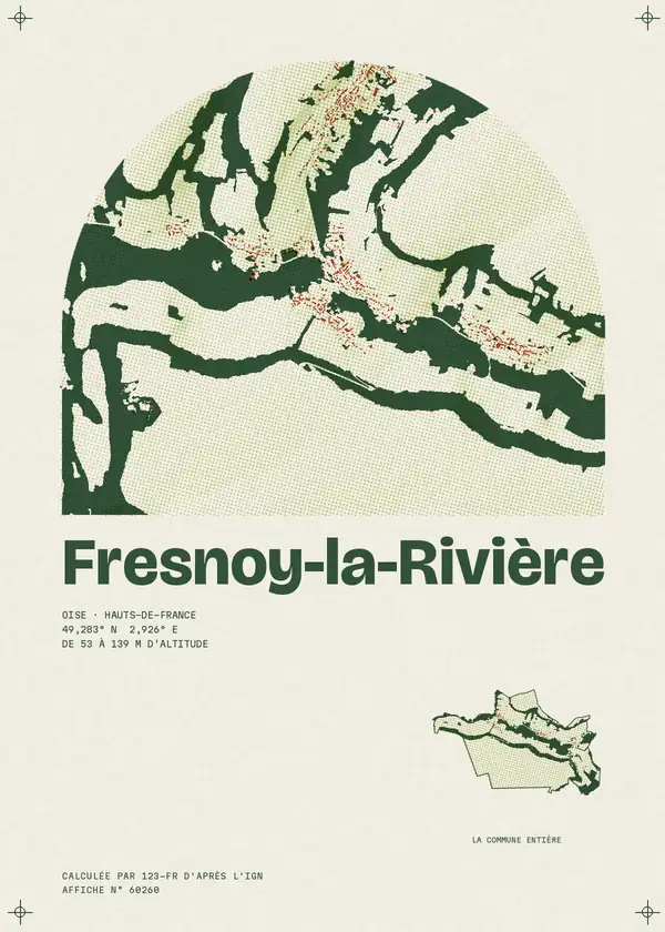 Affiche de Fresnoy-la-Rivière, calculée par 123-fr d'après l'IGN