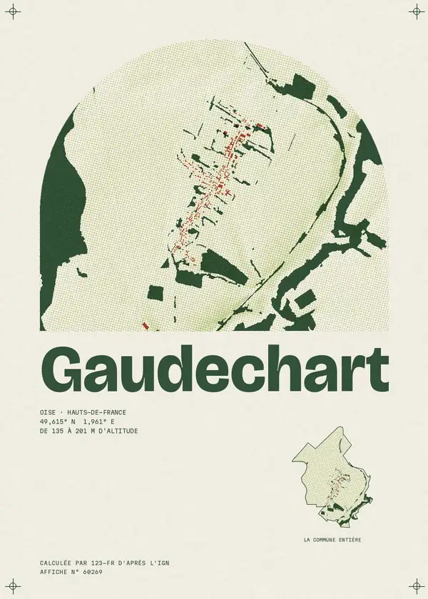 Affiche de Gaudechart, calculée par 123-fr d'après l'IGN