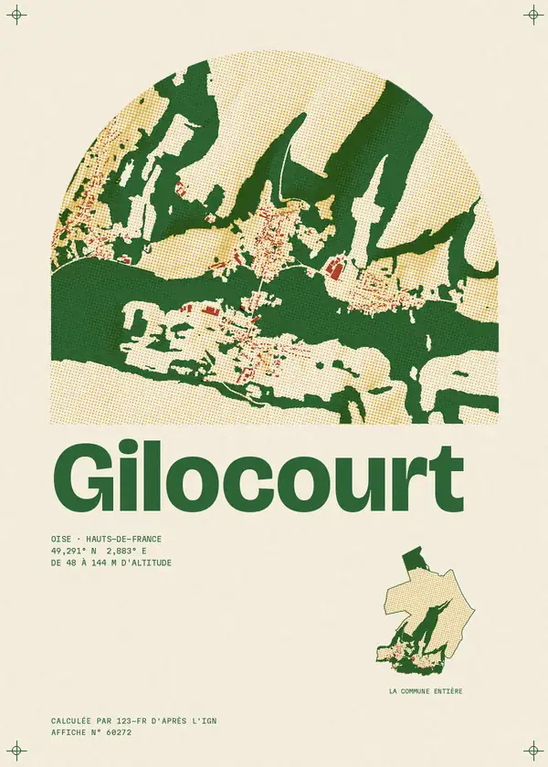 Affiche de Gilocourt, calculée par 123-fr d'après l'IGN