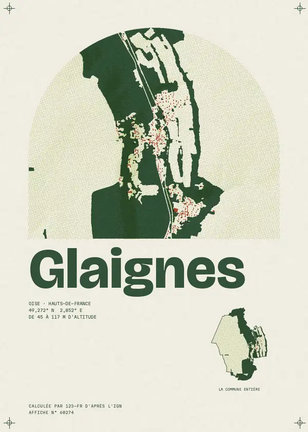 Affiche de Glaignes, calculée par 123-fr d'après l'IGN