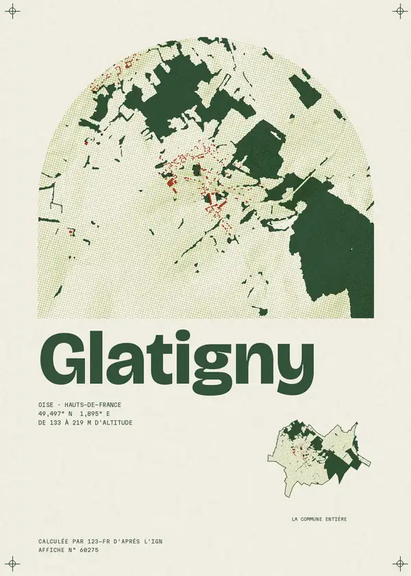 Affiche de Glatigny, calculée par 123-fr d'après l'IGN