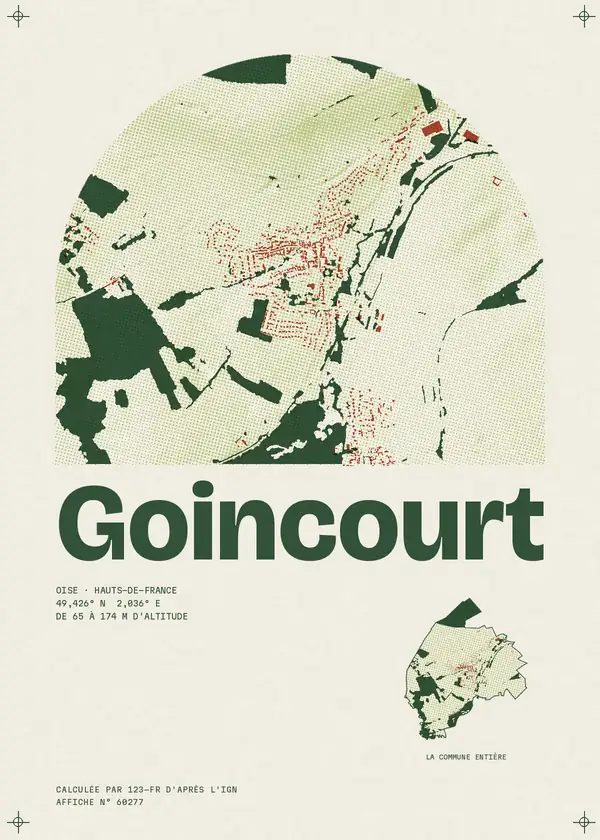 Affiche de Goincourt, calculée par 123-fr d'après l'IGN