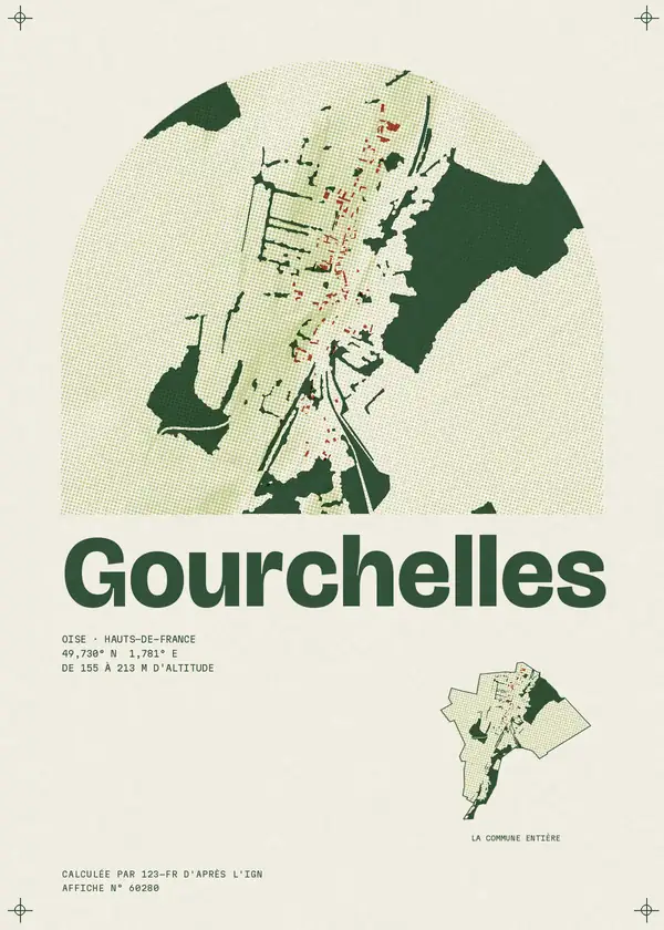 Affiche de Gourchelles, calculée par 123-fr d'après l'IGN
