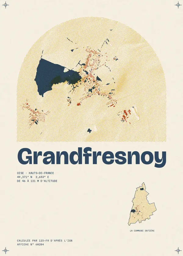 Affiche de Grandfresnoy, calculée par 123-fr d'après l'IGN