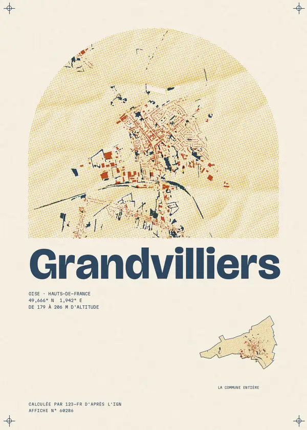 Affiche de Grandvilliers, calculée par 123-fr d'après l'IGN
