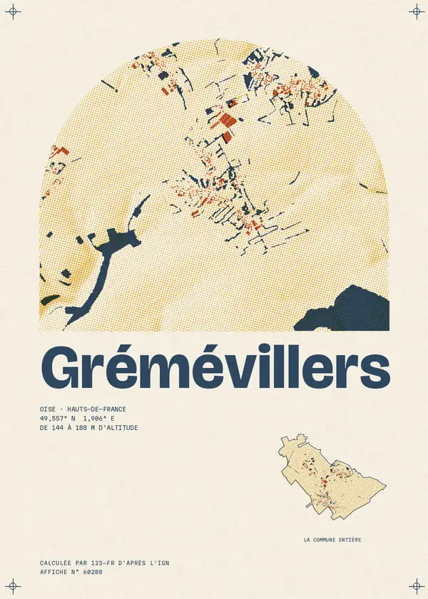 Affiche de Grémévillers, calculée par 123-fr d'après l'IGN