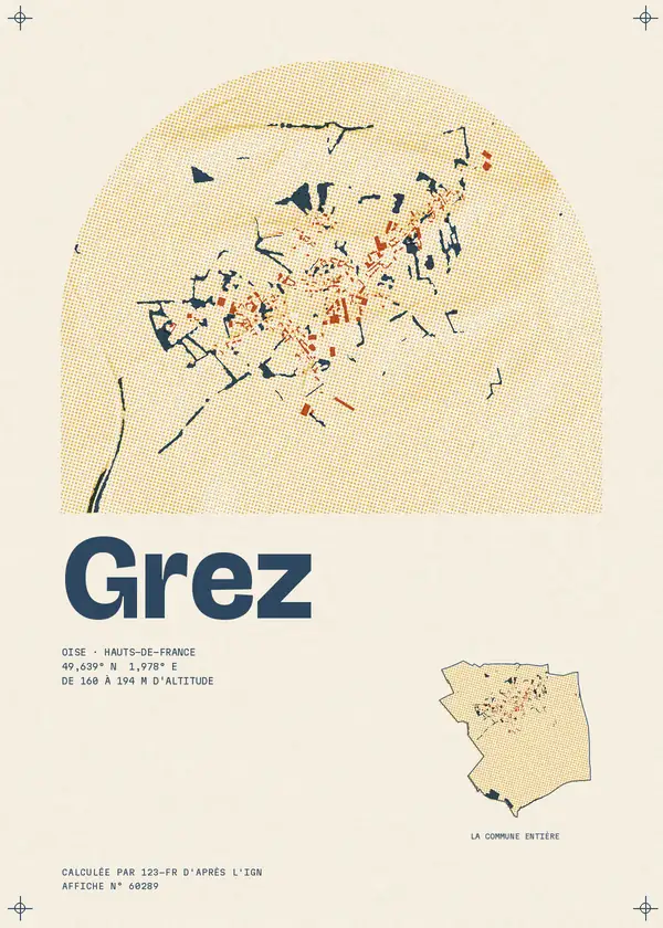 Affiche de Grez, calculée par 123-fr d'après l'IGN