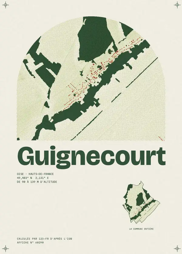 Affiche de Guignecourt, calculée par 123-fr d'après l'IGN