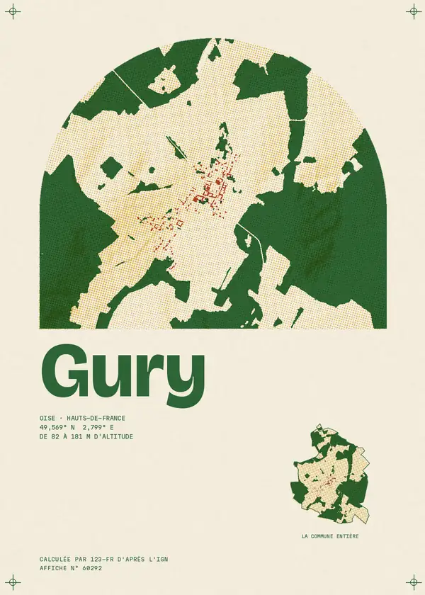 Affiche de Gury, calculée par 123-fr d'après l'IGN