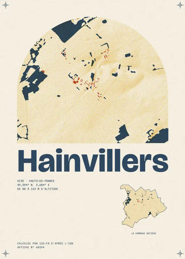 Affiche de Hainvillers, calculée par 123-fr d'après l'IGN