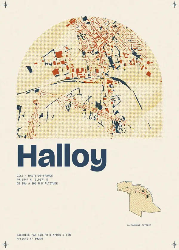 Affiche de Halloy, calculée par 123-fr d'après l'IGN