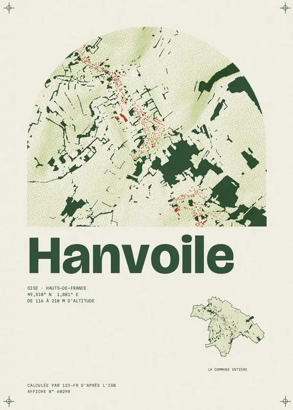 Affiche de Hanvoile, calculée par 123-fr d'après l'IGN