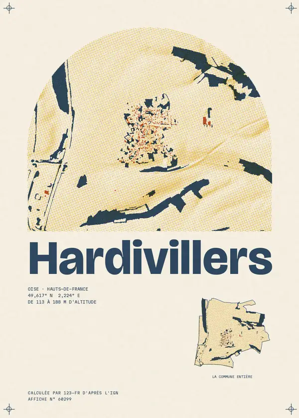 Affiche de Hardivillers, calculée par 123-fr d'après l'IGN