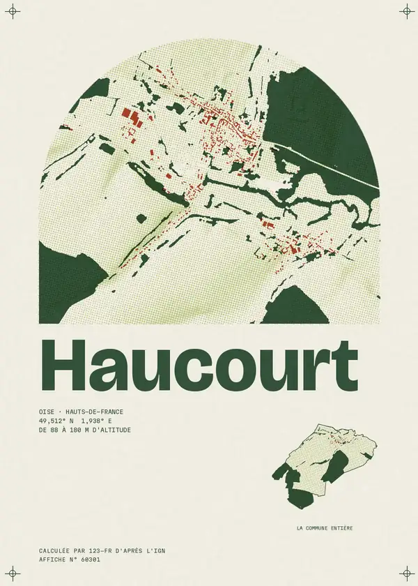 Affiche de Haucourt, calculée par 123-fr d'après l'IGN