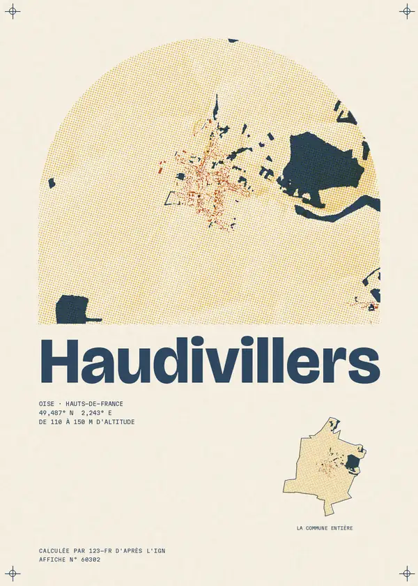 Affiche de Haudivillers, calculée par 123-fr d'après l'IGN