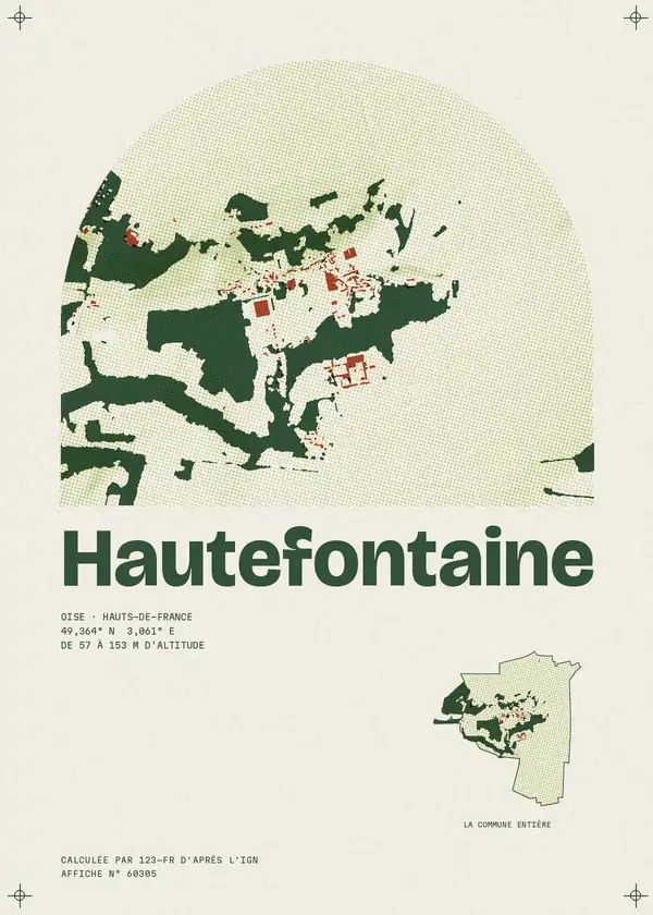 Affiche de Hautefontaine, calculée par 123-fr d'après l'IGN