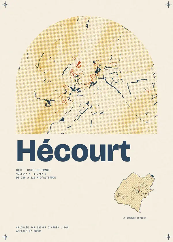 Affiche de Hécourt, calculée par 123-fr d'après l'IGN