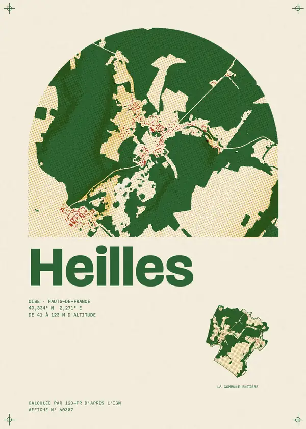 Affiche de Heilles, calculée par 123-fr d'après l'IGN