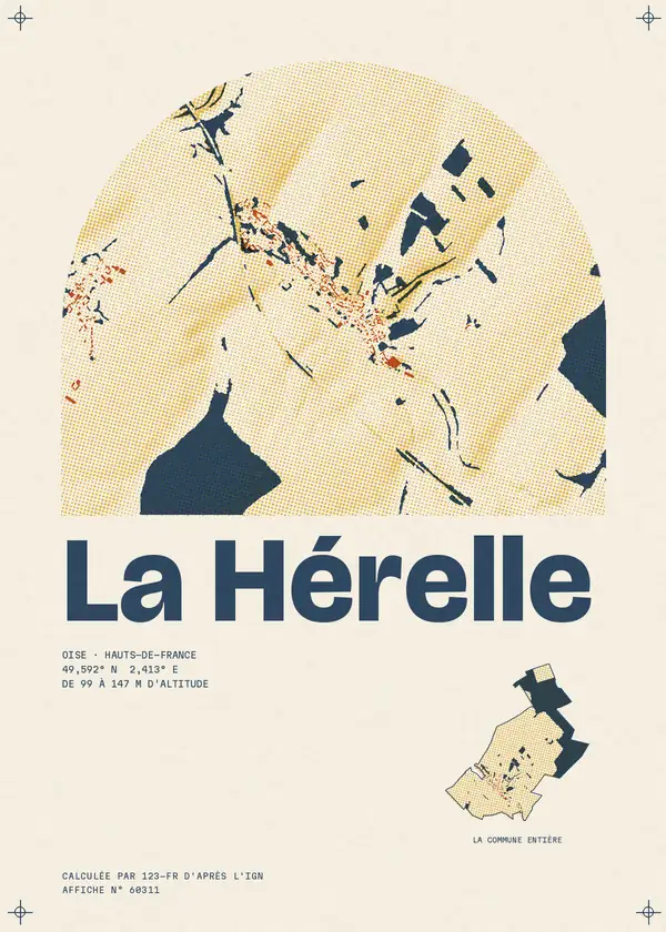 Affiche de La Hérelle, calculée par 123-fr d'après l'IGN