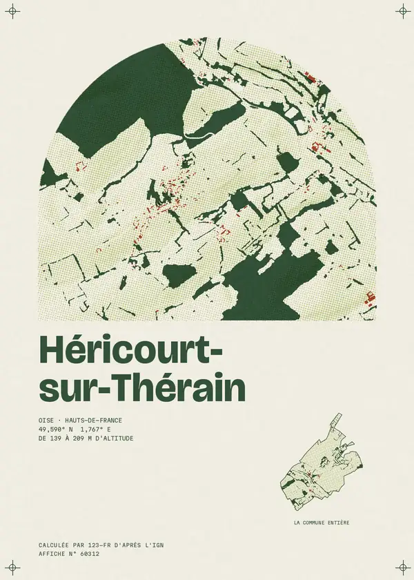 Affiche de Héricourt-sur-Thérain, calculée par 123-fr d'après l'IGN