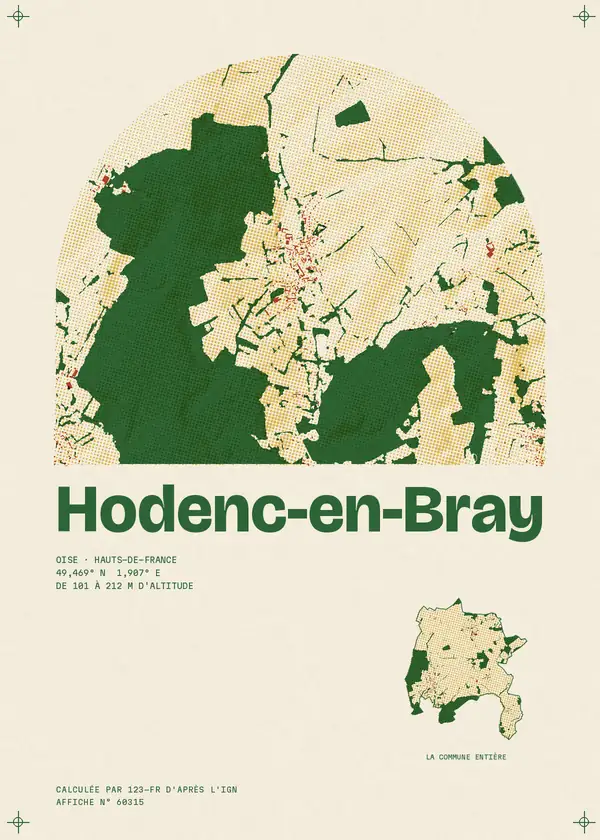 Affiche de Hodenc-en-Bray, calculée par 123-fr d'après l'IGN