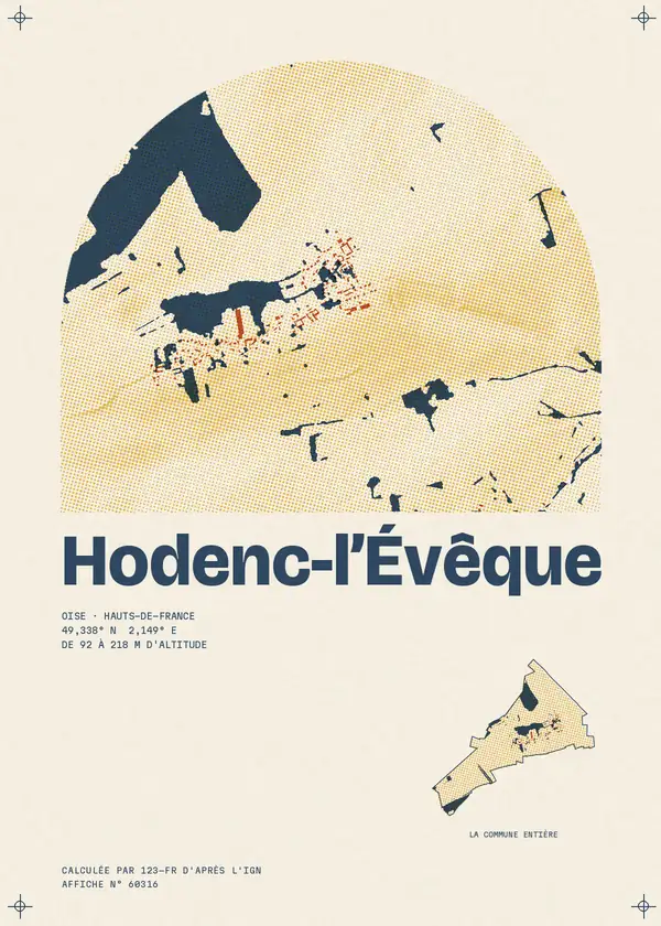 Affiche de Hodenc-l'Évêque, calculée par 123-fr d'après l'IGN