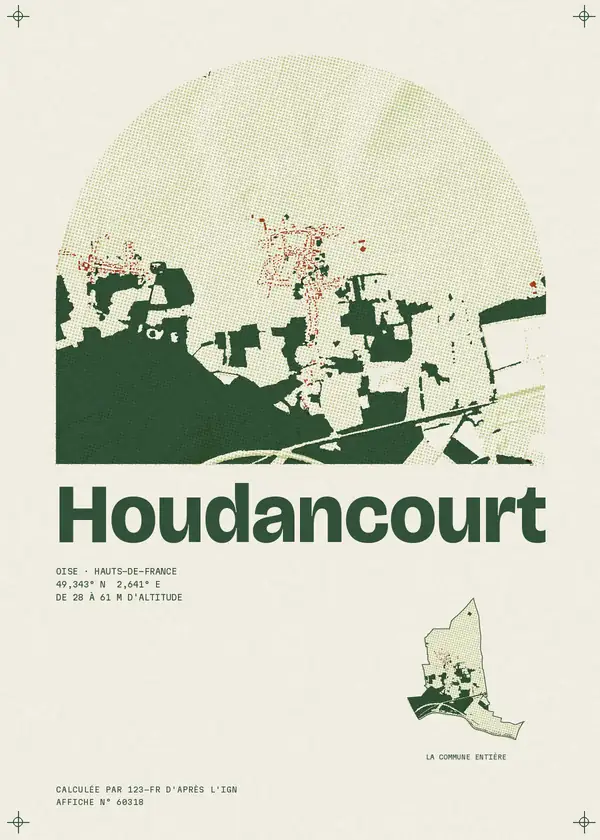Affiche de Houdancourt, calculée par 123-fr d'après l'IGN