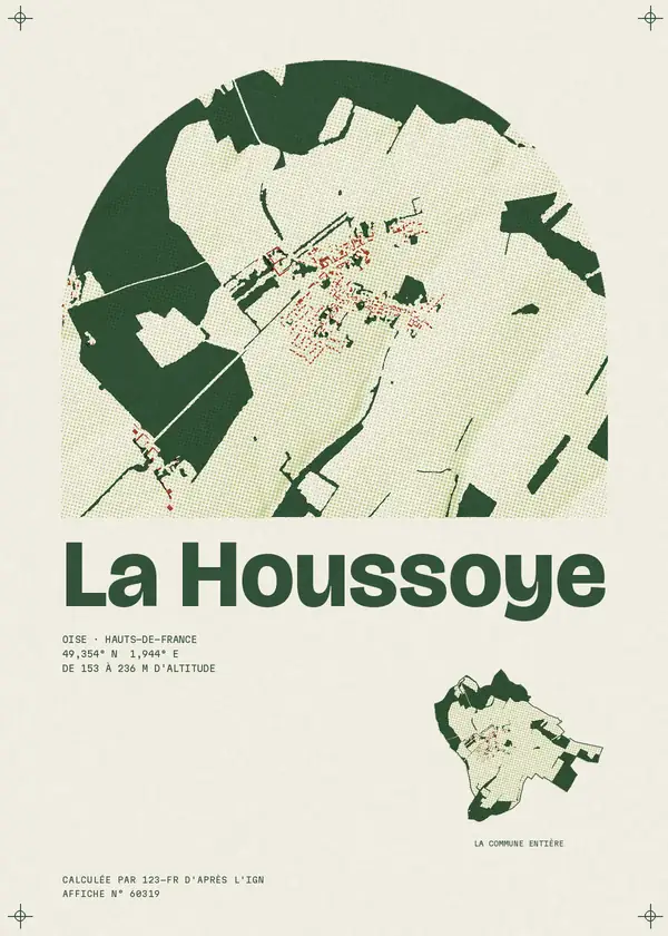 Affiche de La Houssoye, calculée par 123-fr d'après l'IGN