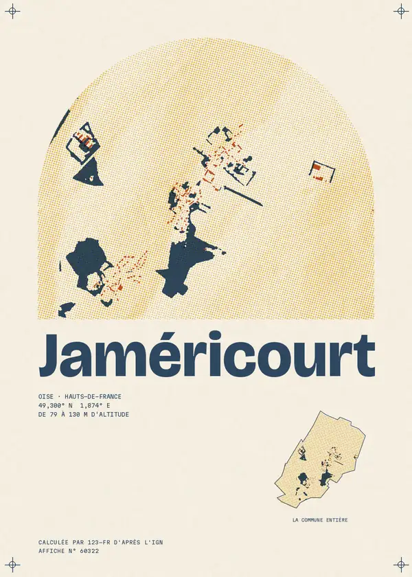 Affiche de Jaméricourt, calculée par 123-fr d'après l'IGN