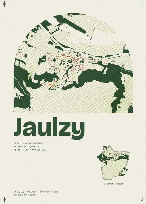 Affiche de Jaulzy, calculée par 123-fr d'après l'IGN