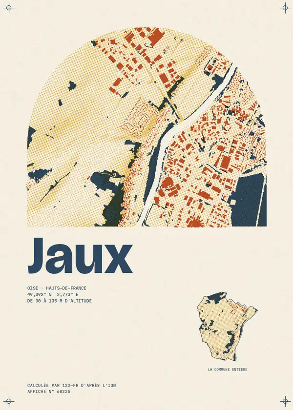 Affiche de Jaux, calculée par 123-fr d'après l'IGN