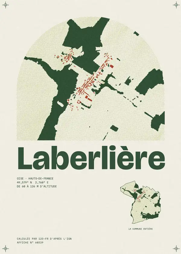 Affiche de Laberlière, calculée par 123-fr d'après l'IGN