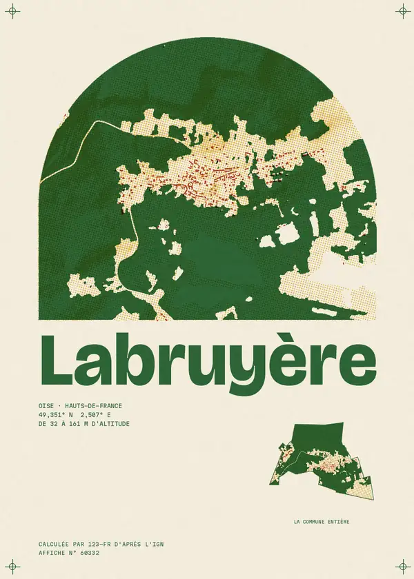Affiche de Labruyère, calculée par 123-fr d'après l'IGN