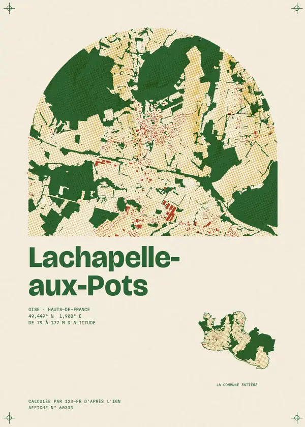 Affiche de Lachapelle-aux-Pots, calculée d'après l'IGN